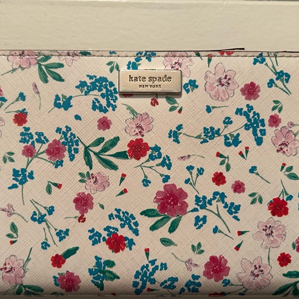 Kate Spade Floral Print Wallet with Pink and Blue